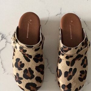 Anthropologie leopard print clogs